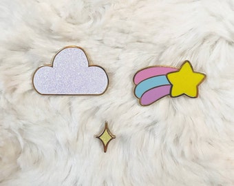 Tiny Star and Cloud Filler Enamel Pins