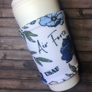 Military Cup Holder, Military Wife Gift, US Air Force, Iced Coffee Sleeve, Hot Drink Sleeves, Drink Cozy, Insulated Cup Sleeve, Small Gift