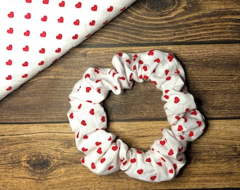 Heart Scrunchie, Red Heart Print, Valentine's Day Gift