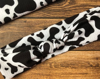 Cow Print Headband, Turban Knot Headband, Knotted Headband for Women, Stretch Headbands, Headband Cow Print, Cow Print Accessories, Gift for
