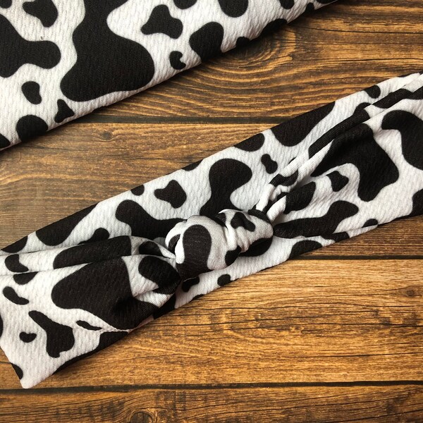 Cow Print Headband, Turban Knot Headband, Knotted Headband for Women, Stretch Headbands, Headband Cow Print, Cow Print Accessories, Gift for