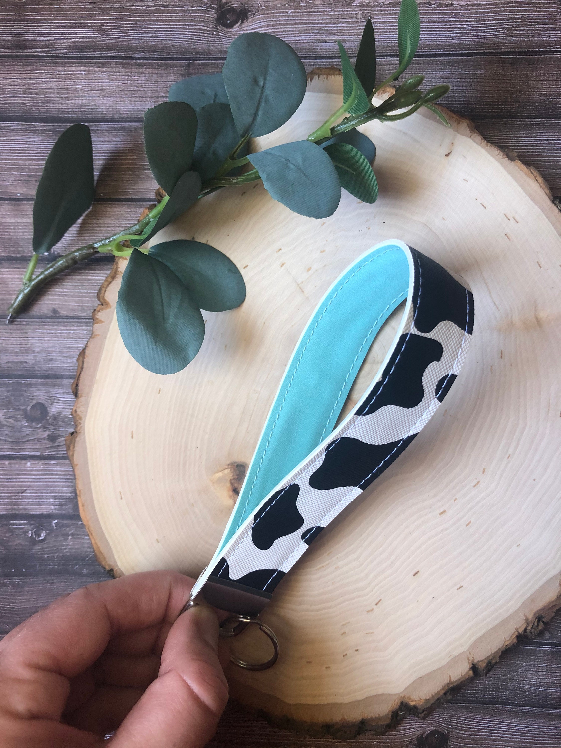 Cow Print Keychain Wristlet Cow Print Key Fob Keychain Etsy Canada