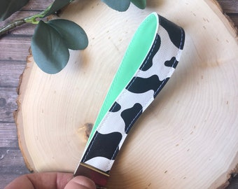 Cow Print Wristlet, Cow Print Key Chain, Key Fob Wristlet, Cow Wristlet, Cow Keychain, Cow Key Ring, Cow Lover Gifts, Key Fob Wrist Lanyard