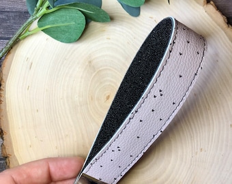 Heart Faux Leather Wristlet Keychain, Handmade Key Fob