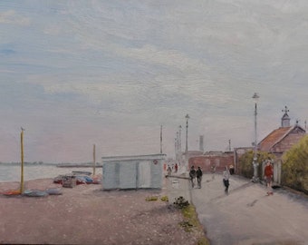 Hove Seafront Looking West | Original Plein Air Oil Painting on Hove Beach near Brighton | Seascape