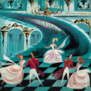 Mary Blair - Cinderella concept art print | Ballroom Scene (Disney)   Mary Blair print