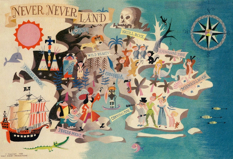 Never Neverland Peter Pan Mary Blair Print Mary Blair Art - Etsy