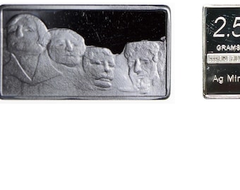 ULTRA RARE 2.5 Grams Silver Bar Mt. Rushmore  Low Mintage