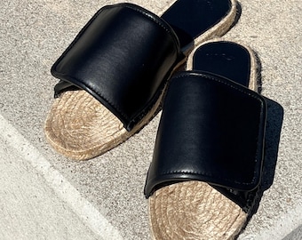 Sandals Slippers for men summer shoes genuine leather handmade espadrilles