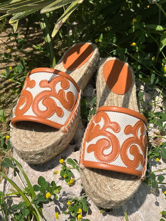 Espadrilles Summer Sandals Genuine Leather Classic Slippers Jute high platform Handmade Limited XIRA