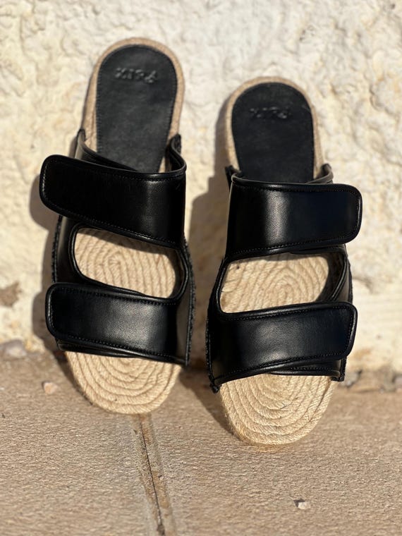 Slippers for men summer shoes genuine leather sandals handmade espadrilles