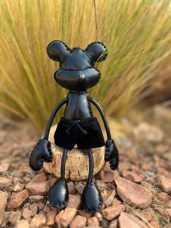 Mickey Mouse Keychain Toy Genuine Leather Handmade Gift Exclusive