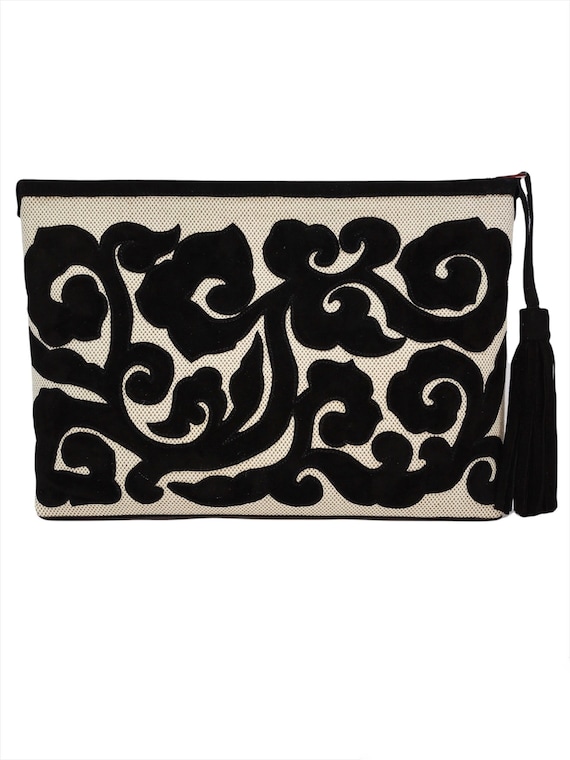 Clutch Bag Handmade Linen Handbag Large Leather Suede Pattern Mini Beauty Fashion Case Single Item Couture Original Product