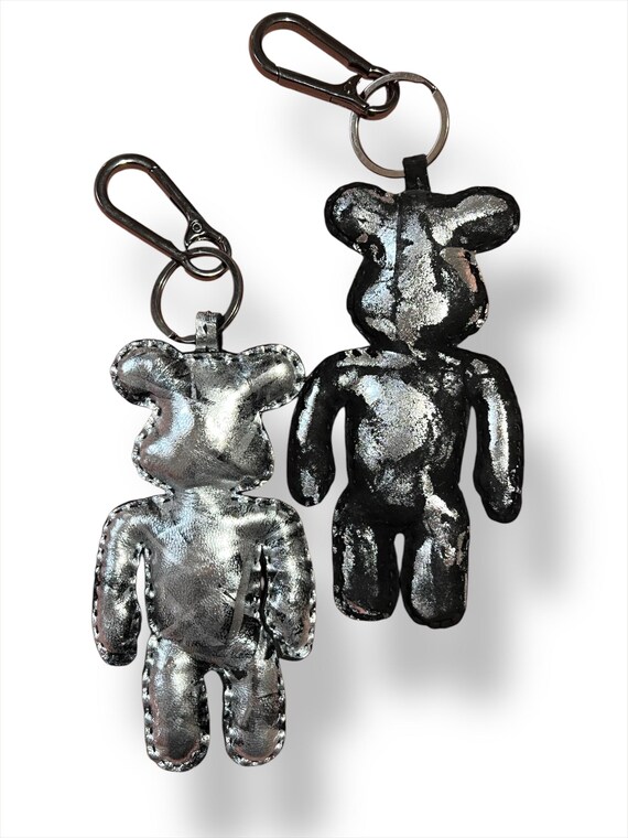 Bearbrick Keychain Kaws Black Genuine Leather Handmade Bear