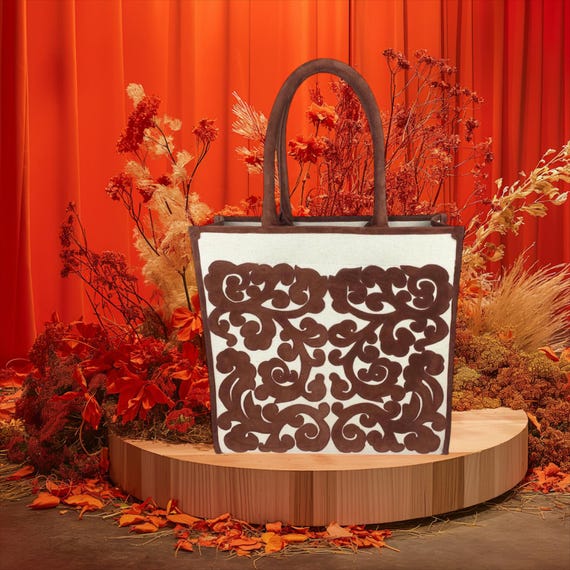 Tote Bag Cinnamon Genuine Suede Handmade Brand New Single Product High Quality Handbag Exclusive Design