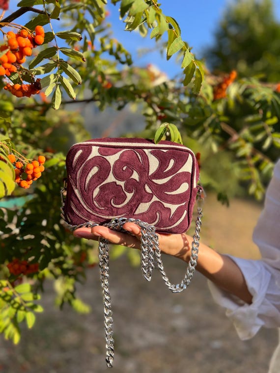 Handmade Mini Bag Genuine Suede Exclusive Brand New Single Product Shoulderbag with Chain