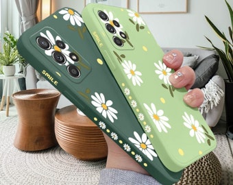 Funda de flores blancas para Samsung A54 A34 A24 A14 A73 A53 A33 A23 A13 A03 A03S A72 A52 A52S A32 A12 A71 A51 A04 A22 A21S A04S 4G 5G