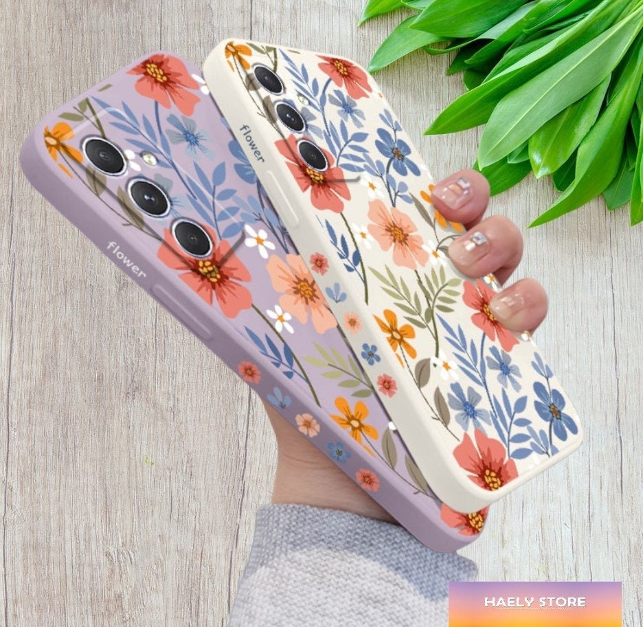 Flowers And Leaves Phone Case For Samsung A54 A34 A24 A14 A04 A04E A73 A53 A33 A23 A13 A03 A72 A52 A52S A32 A22 A12 A71 A51 A21 S 4G 5G Case