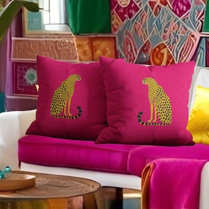 Cheetah Pillow Cover Pink Animal Throw Cushion Case Boho Chic Home Decor 7-Sizes