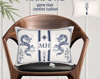 Custom Mahjong Game Chair Dragons Cushion Mahjongg Lovers Gift Mah Jongg Lumbar Pillow