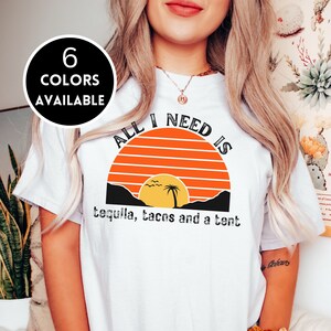 Retro Sunset Camping T-Shirt: Outdoor Adventure Tee