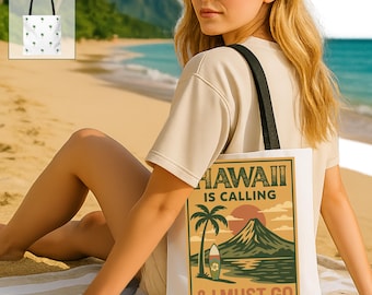 Bolso de mano retro hawaiano: bolso playero de isla tropical