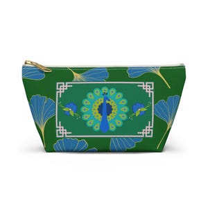Mahjong Tile Bag Peacock Ginkgo Mah Jongg Tiles Pouch Storage Case Small Large image 3