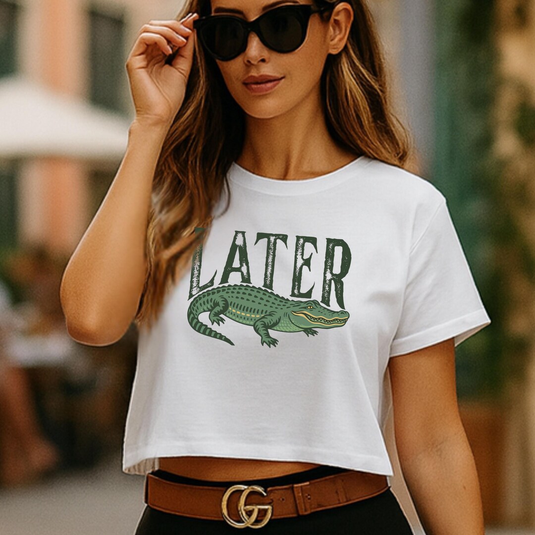 Alligator Crop Top: Later Gator Graphic Retro Southern Tee - Etsy