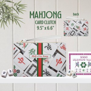 Mahjong Card Clutch | Mahjongg Two Compartment Cards Carrier Bag Mah jong Game Night Wristlet