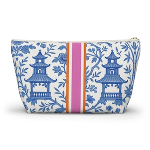 Mahjong Tile Bag | Monogrammed Mahjongg Tiles Storage Pouch Chinoiserie Polyester Carryall Pagoda Print image 5