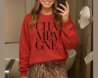 Champagne Brunch Sweatshirt Cozy Graphic Crewneck for Mimosas