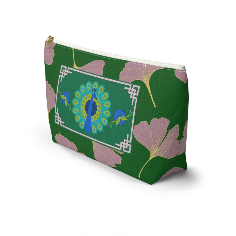 Mahjong Tile Bag Peacock Pink Ginkgo Chinoiserie Mah Jong Storage MahJongg Tiles Pouch image 8