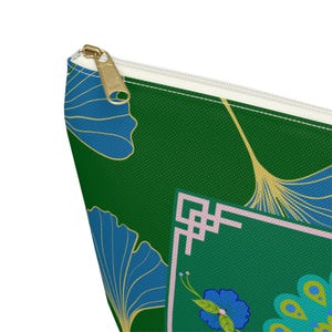 Mahjong Tile Bag Peacock Ginkgo Mah Jongg Tiles Pouch Storage Case Small Large image 11