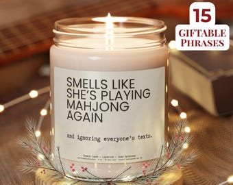 Custom Mahjong Gift Candle, 15 Funny Personal Phrases Gifting Mah Jongg, Soy Wax, 9oz
