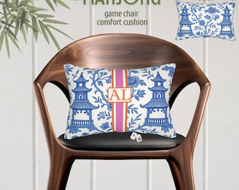 Poduszka na krzesło do gry w mahjonga, poduszka lędźwiowa z niestandardowym monogramem, prezent dla miłośnika mahjonga, mahjong 20x14