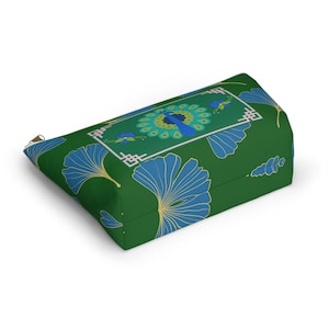 Mahjong Tile Bag Peacock Ginkgo Mah Jongg Tiles Pouch Storage Case Small Large image 10