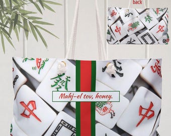 Sacola do jogo de Mahjong de <br> Entrega Rápida? Grande rack Mahjongg carrega todas as telhas impressas Mah Jongg Carryall