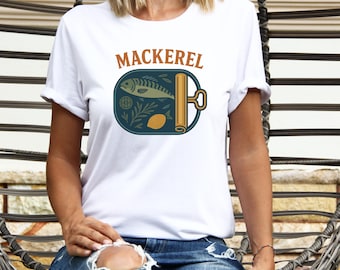Tinned Fish Shirt Retro Mackerel Graphic Tee Vintage Seafood Lover Tshirt