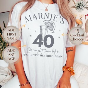 T-shirt 40e personnalisé : t-shirt voyage anniversaire 40 ans pour femme cocktail personnalisé