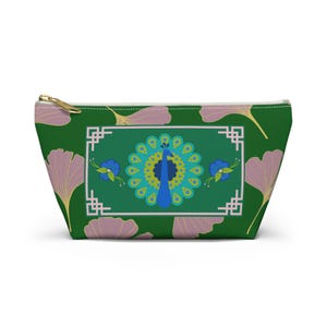 Mahjong Tile Bag Peacock Pink Ginkgo Chinoiserie Mah Jong Storage MahJongg Tiles Pouch image 3