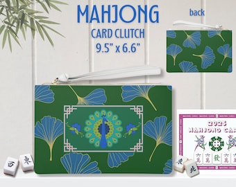 Mahjong Card Clutch Peacock Mahjongg Cards Holder Mah Jongg Accessories Pouch Game Night
