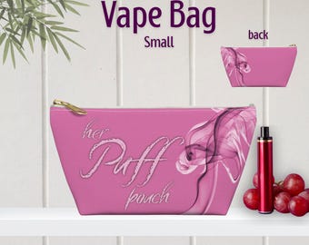 Puff Pouch Vape Holder, Smoke Print Black Zipper, Smoking Case, Small Stash  Bag