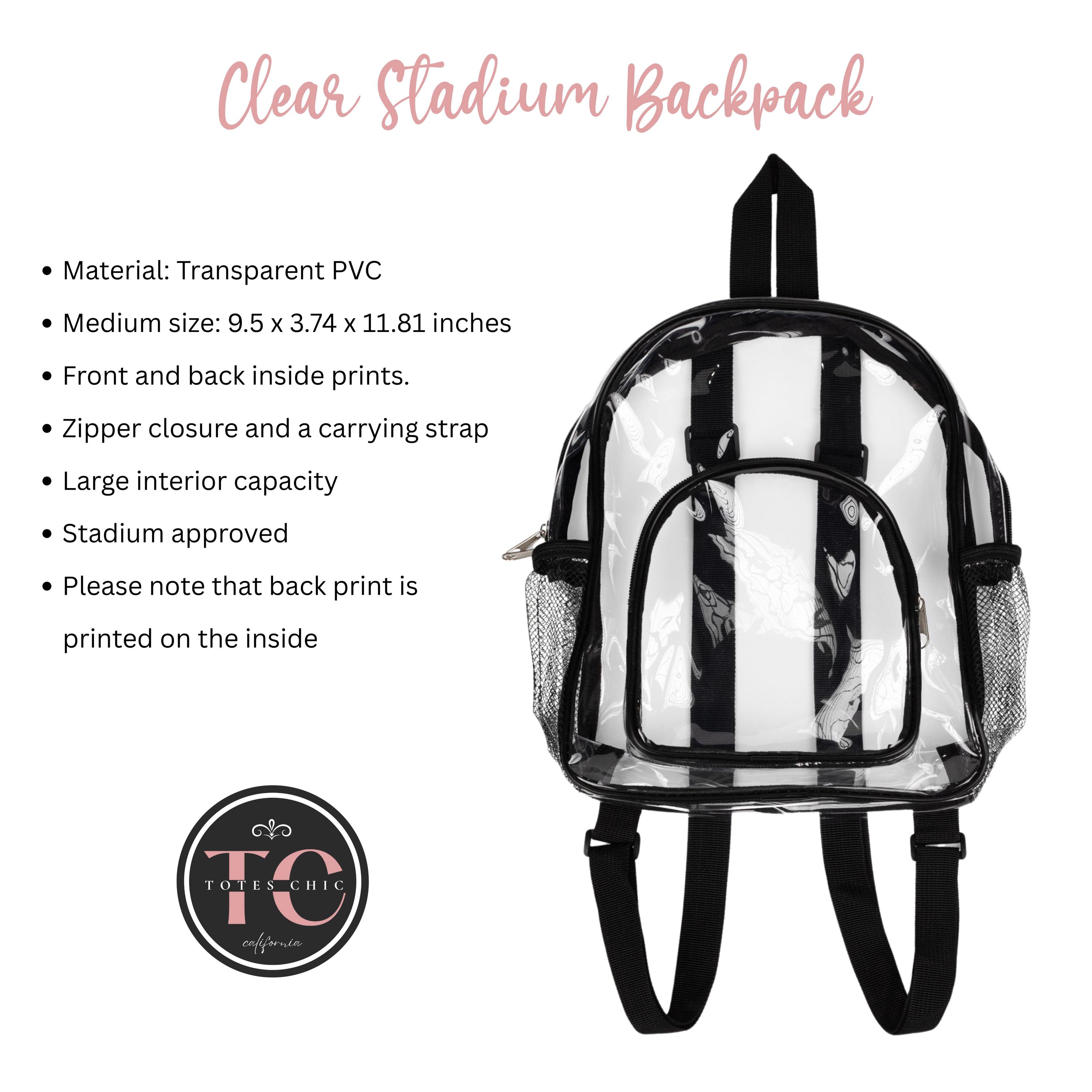 Clear Backpack for Stadium Events, 13x11x5 Concert Bag, Transparent PVC Fomaris Mini Clear Stadium Approved Backpack 12x12x6 (Black  main image 2