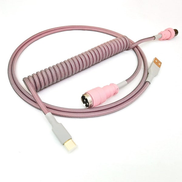 Coiled Mechanical Keyboard Cable “Grey Rose”