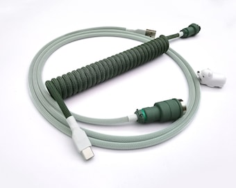 Coiled Mechanical Keyboard Cable “Dark Botanical”