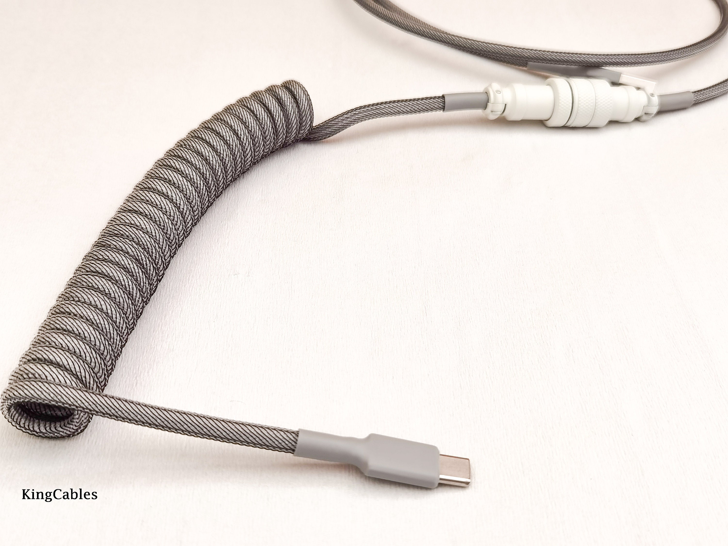 Coiled Mechanical Keyboard Cable Carbon White Etsy