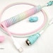 Coiled Mechanical Keyboard Cable “Pastel Jelly Rainbow ” 