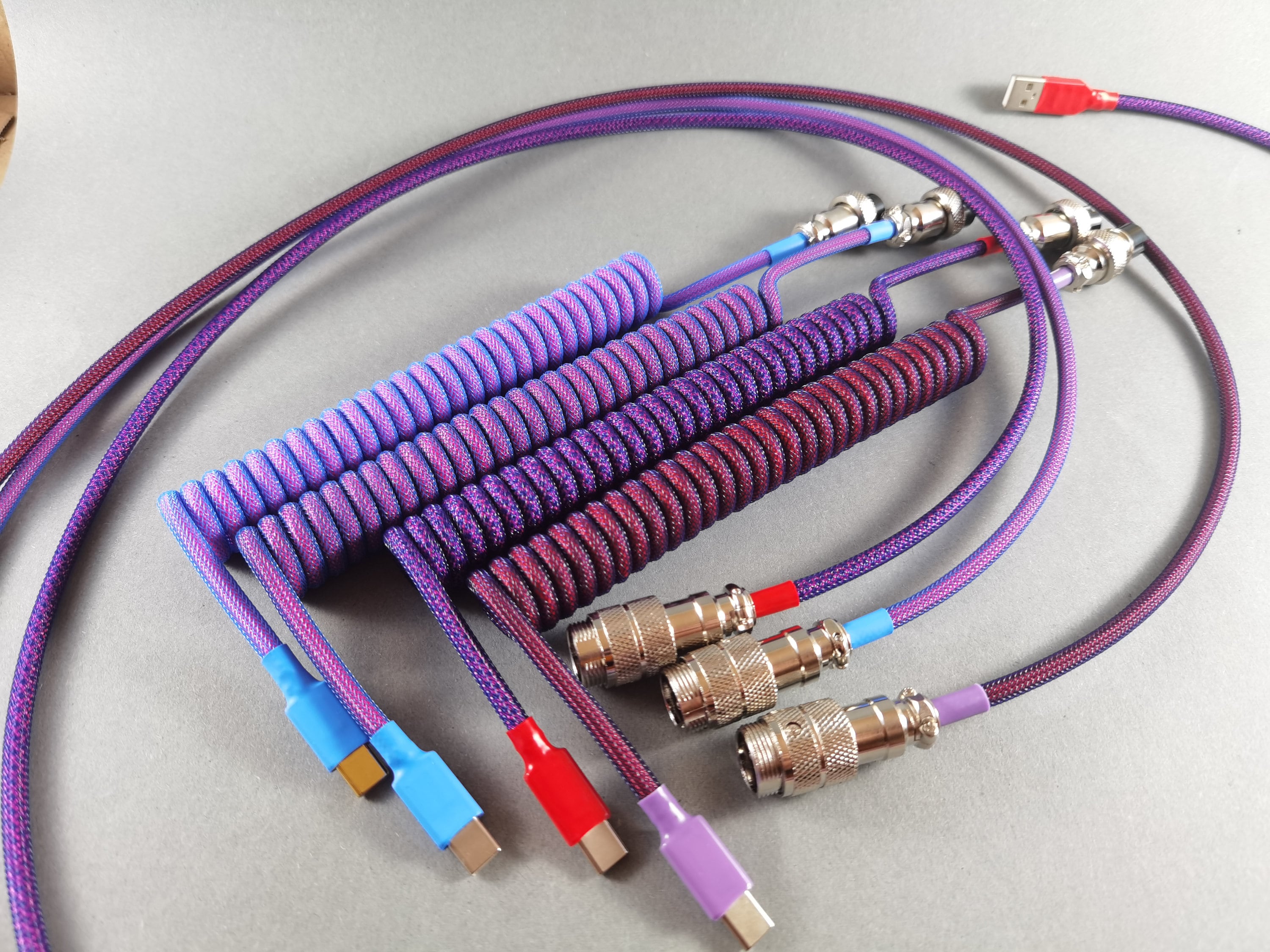 Coiled Mechanical Keyboard Cable Purple Laser Etsy