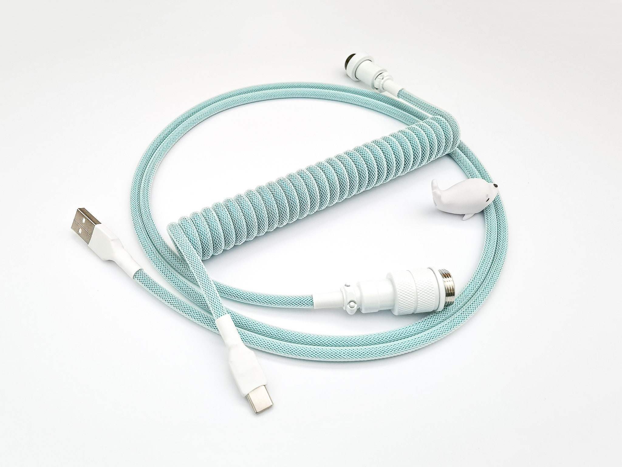 Coiled Keyboard USB Cable Coffee Cream