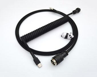 Coiled Mechanical Keyboard Cable "Black Widow"